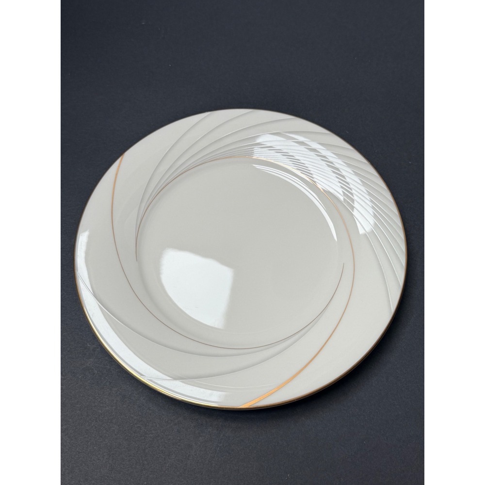 Noritake Golden Tide 7739 Fine China Salad Plate White Gold Trim Japan 8.25in